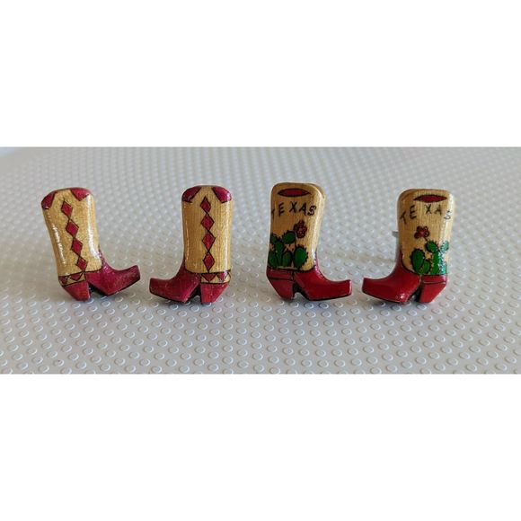 Bundle of two (2) wood cowboy boots cufflinks (Unisex) - Picture 2 of 10